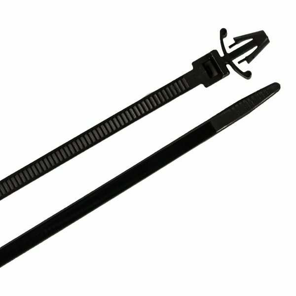 Forney Cable Ties, 6 in Black Arrowhead Push Mounts 62115